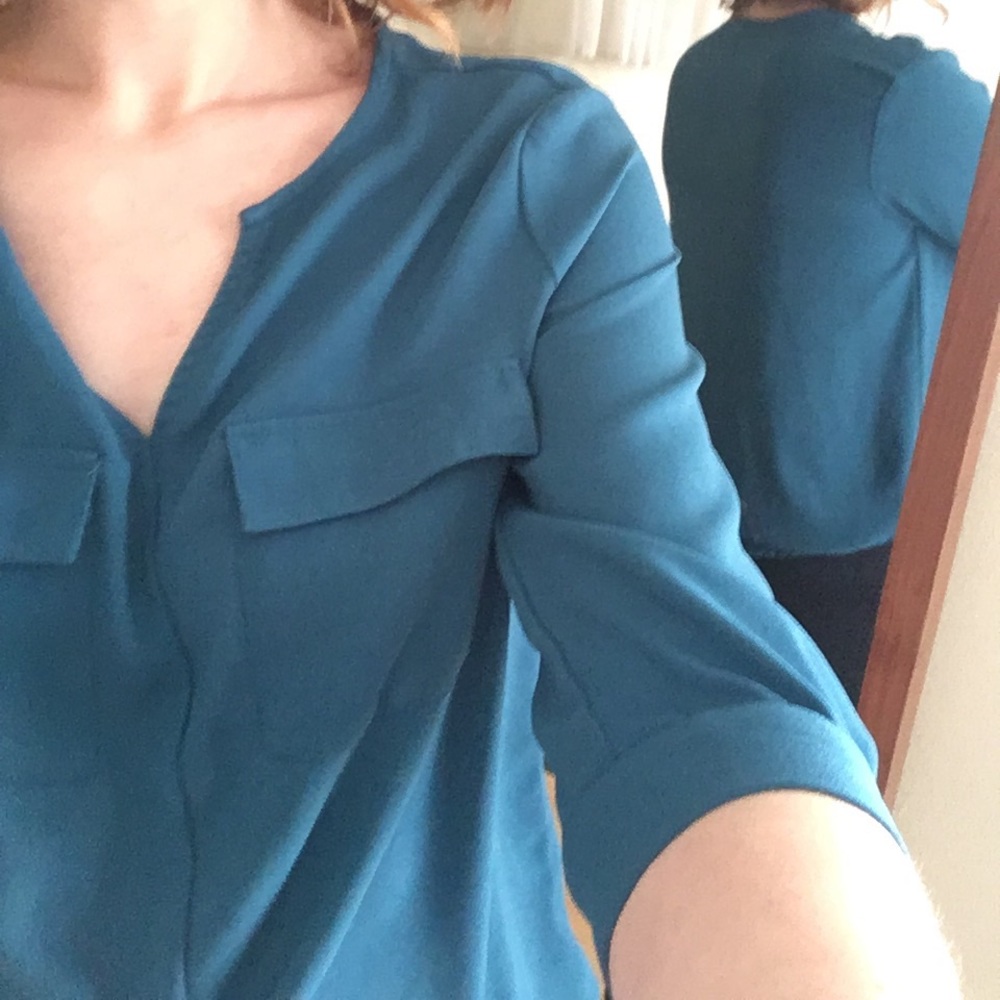 Apt. 9 Teal Work Blouse - Picture 2 of 6